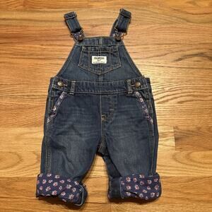 Oshkosh Overalls Vestbak Girls Denim Floral Size 6 Months